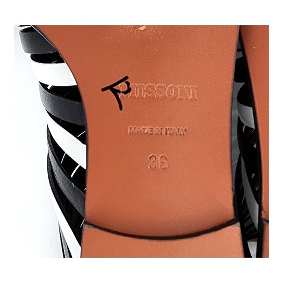 MISSONI Strappy Black White Leather Flat Sandals New Floor Model - Picture 10 of 10